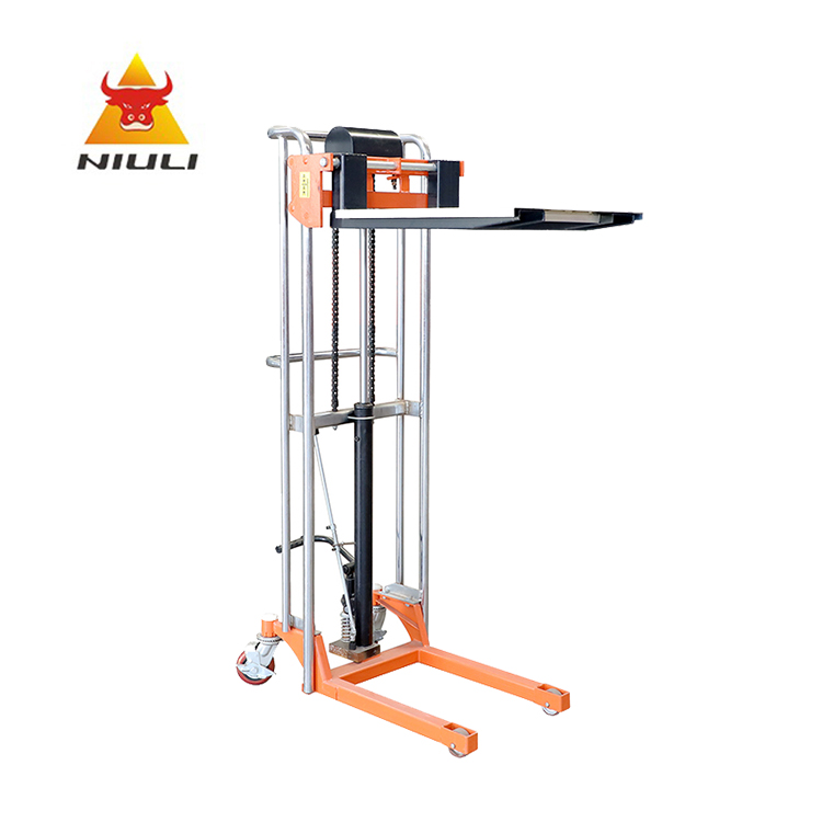 NIULI Hand Manual Pallet Operado Stacker Hidráulico 1.5m Lifting Pallet Stacker Carretilla elevadora
